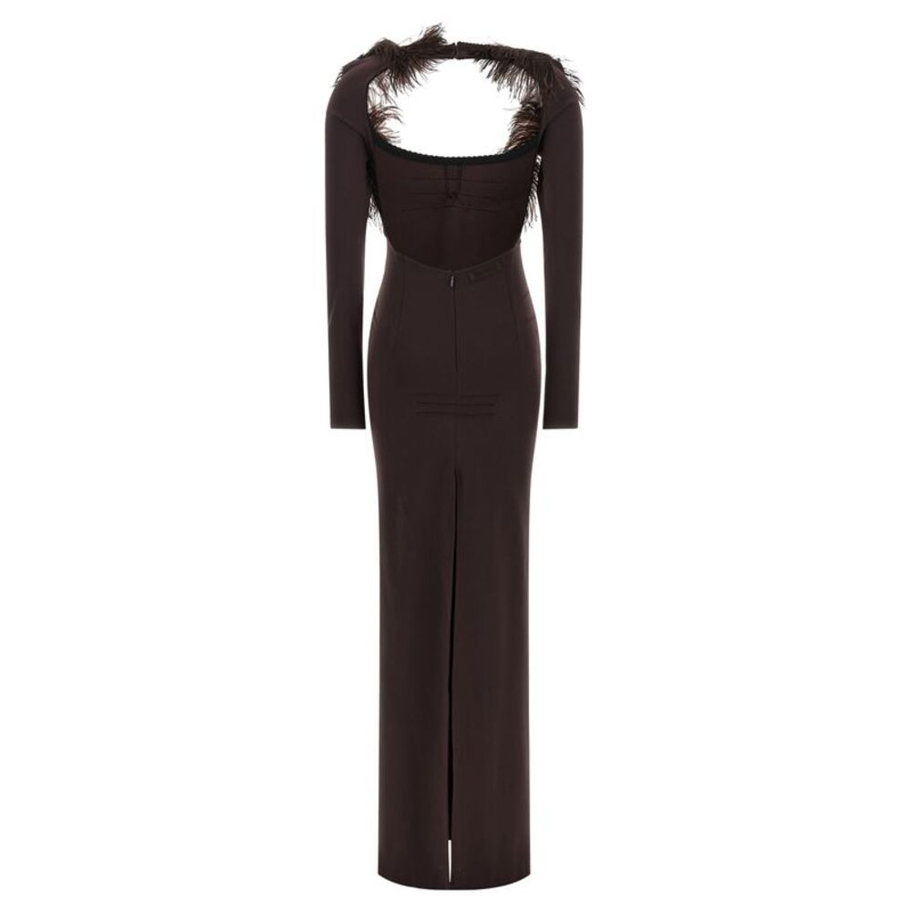 The Attico Brown Viscose Long Women's Dress - Picture 2 of 4